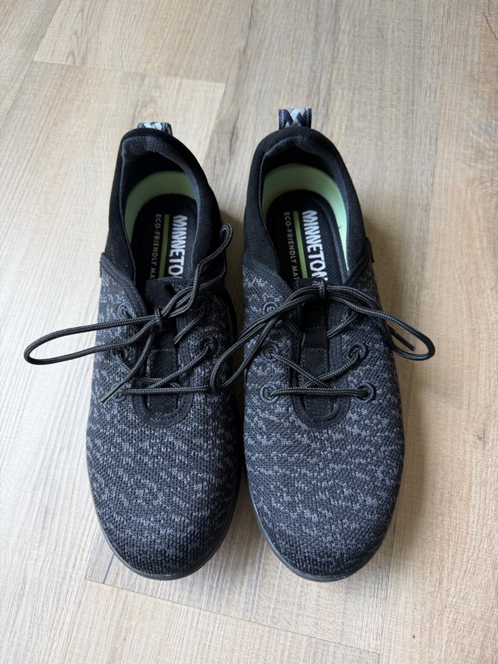 Minnetonka Black Knit Casual Lace-Up Shoes
